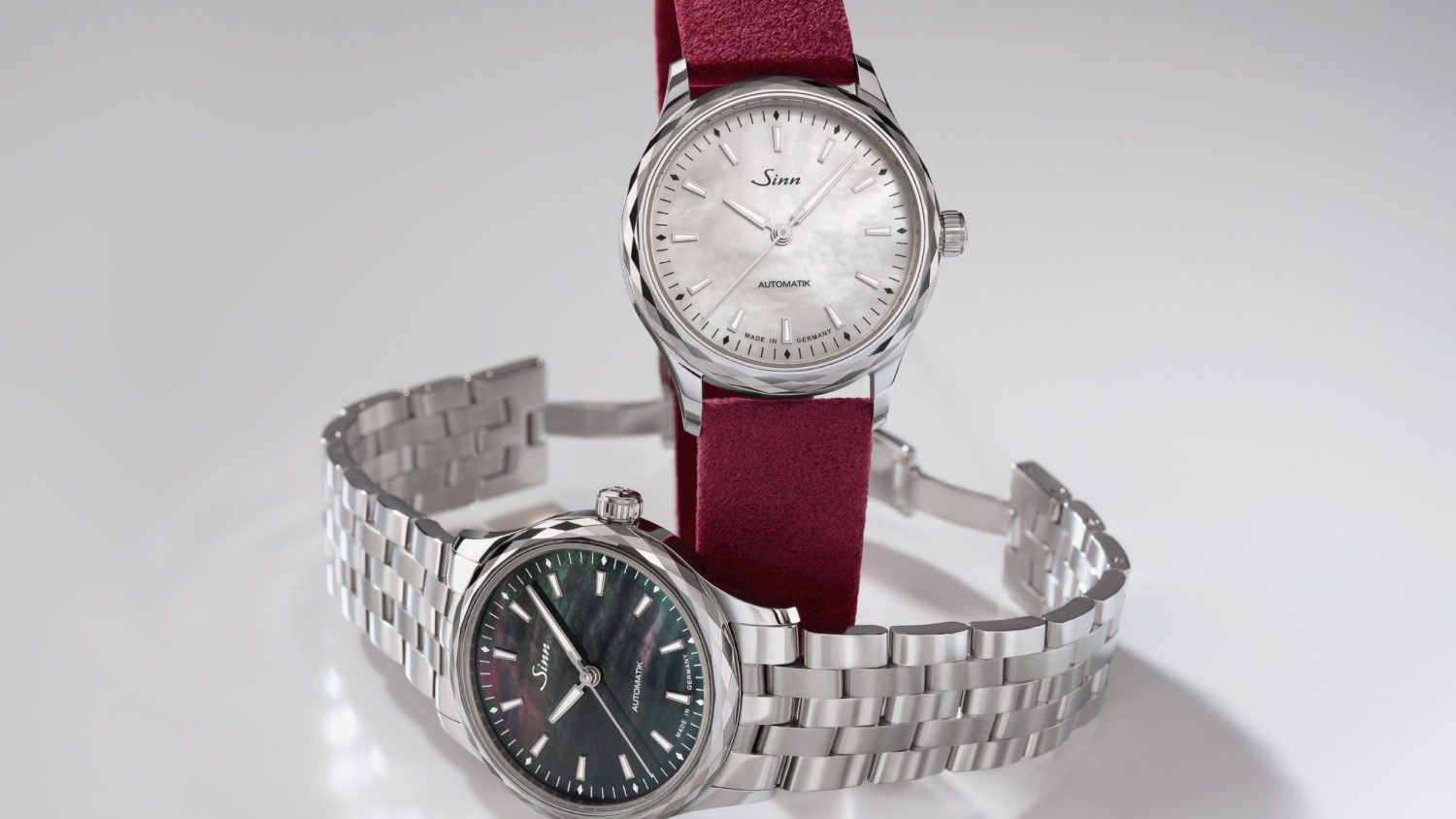 534 Mother-of-Pearl S & 534 Mother-of-Pearl W – elegant Ladies‘ Watches with a faceted Bezel